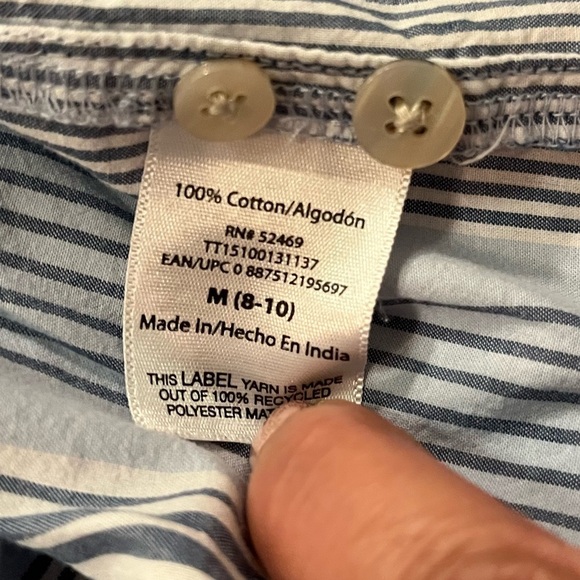 Time and Tru Mini Striped Blue White Long Sleeve Button-Down Shirt Dress. Med - Picture 14 of 14